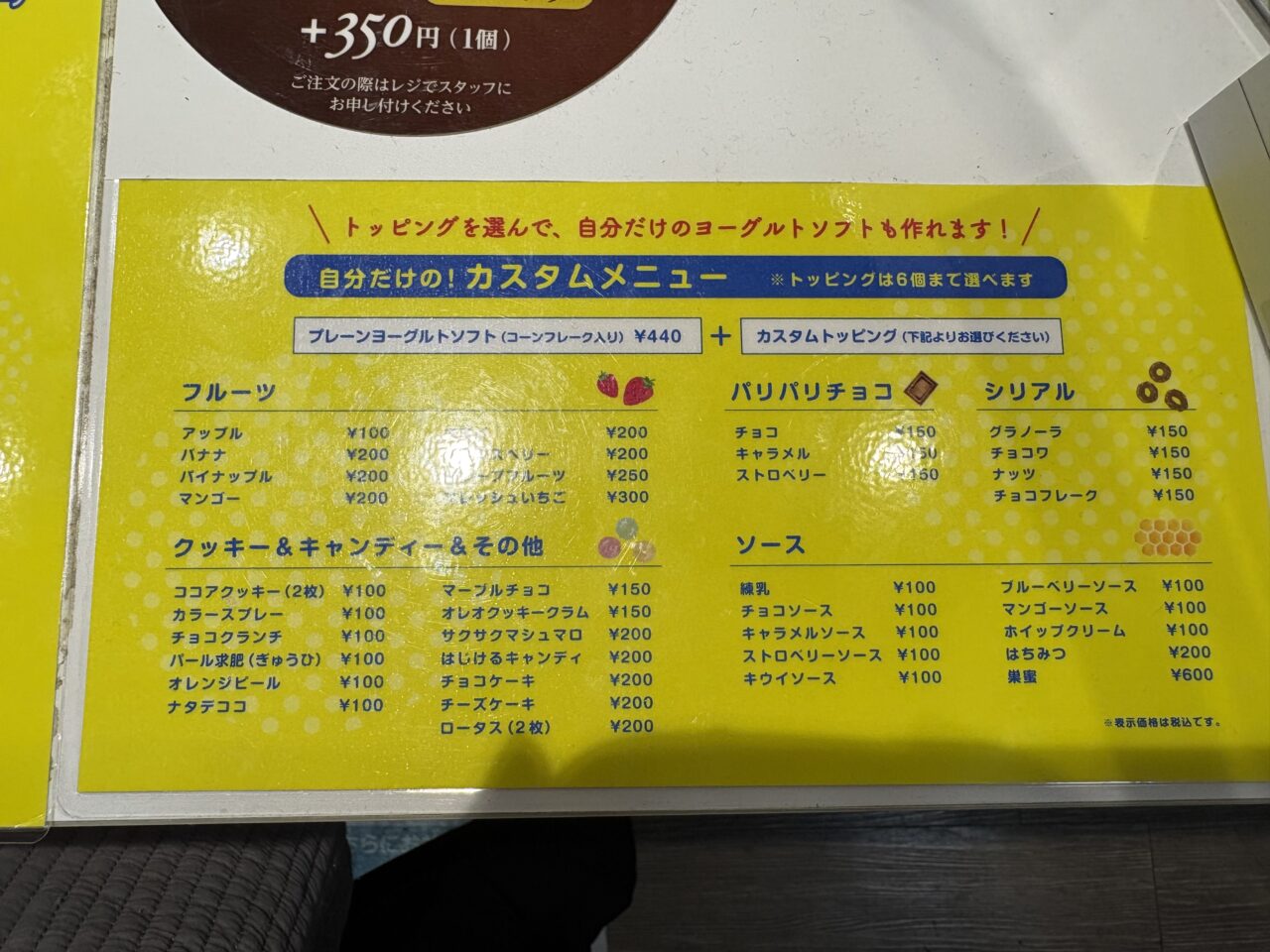 ヨゴトゥピクメニュー